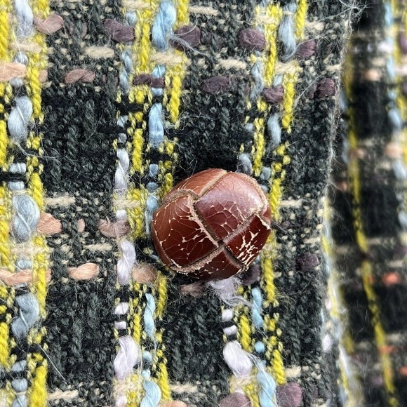 Millard Fillmore Green Houndstooth Tweed Cropped Blazer Jacket Size M - Picture 16 of 16